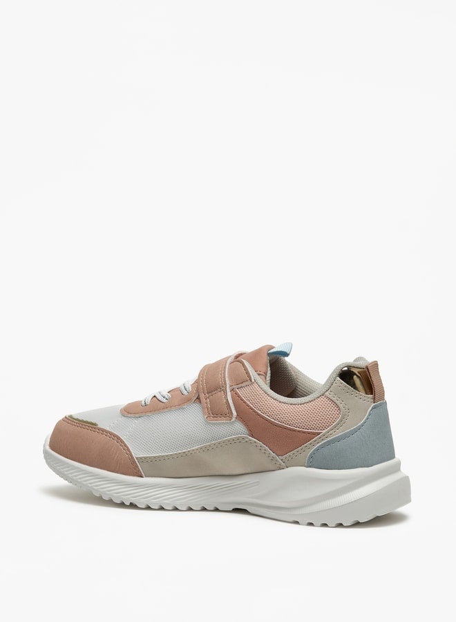 Panelled Sneakers with Hook and Loop Closure