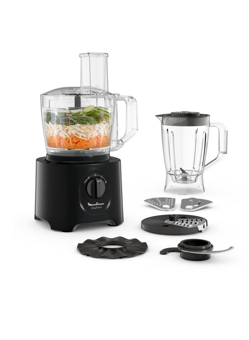 Food Processor | Easy Force 2.4 L Food Processor | 800 W| 6 Attachments | 25 Functions |Easy to Use | 2 Years Warranty 1.5 L 800 W FP247827 Black