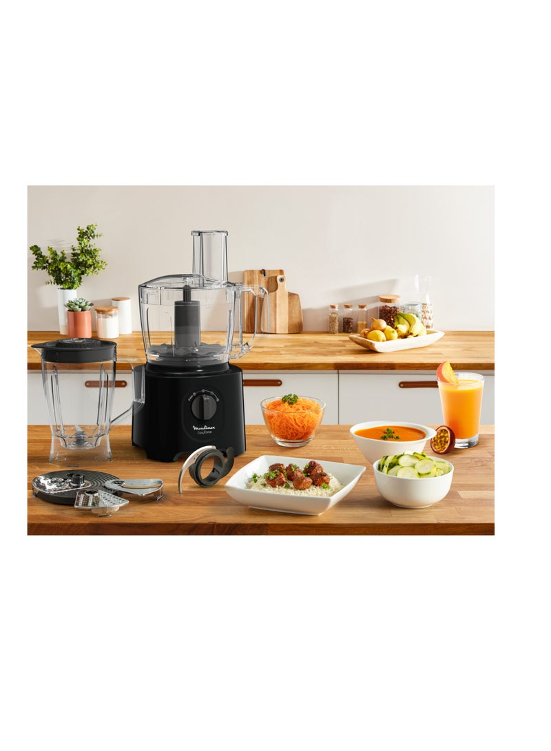 Food Processor | Easy Force 2.4 L Food Processor | 800 W| 6 Attachments | 25 Functions |Easy to Use | 2 Years Warranty 1.5 L 800 W FP247827 Black