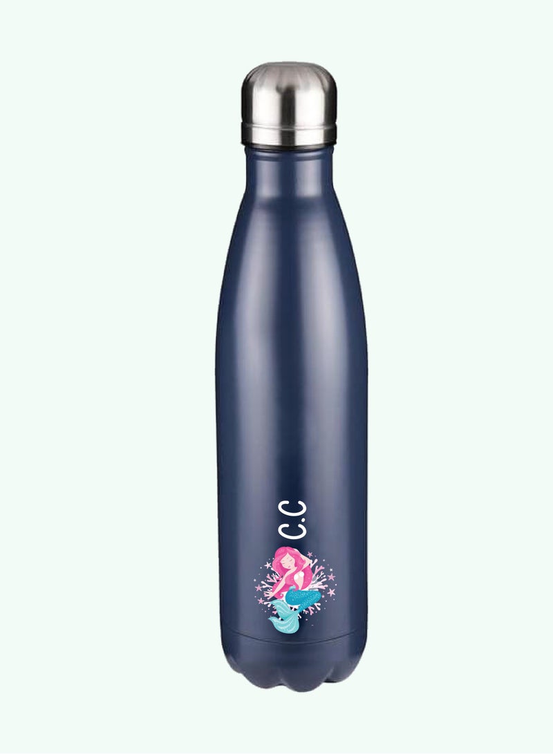 Personalised Mermaid With Name Water Bottle For Kids