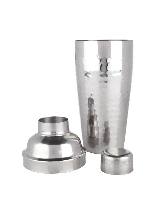 Admiral Hammered Metal Cocktail Shaker  24 oz Stainless Steel Cobbler Shaker With Strainer