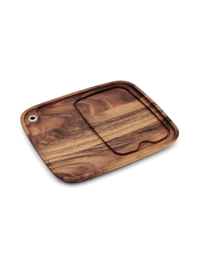 Ironwood Gourmet Fort Worth Steak Plate With Juice Channel  Acacia Wood 13 X 11 X 0.75 -Inches