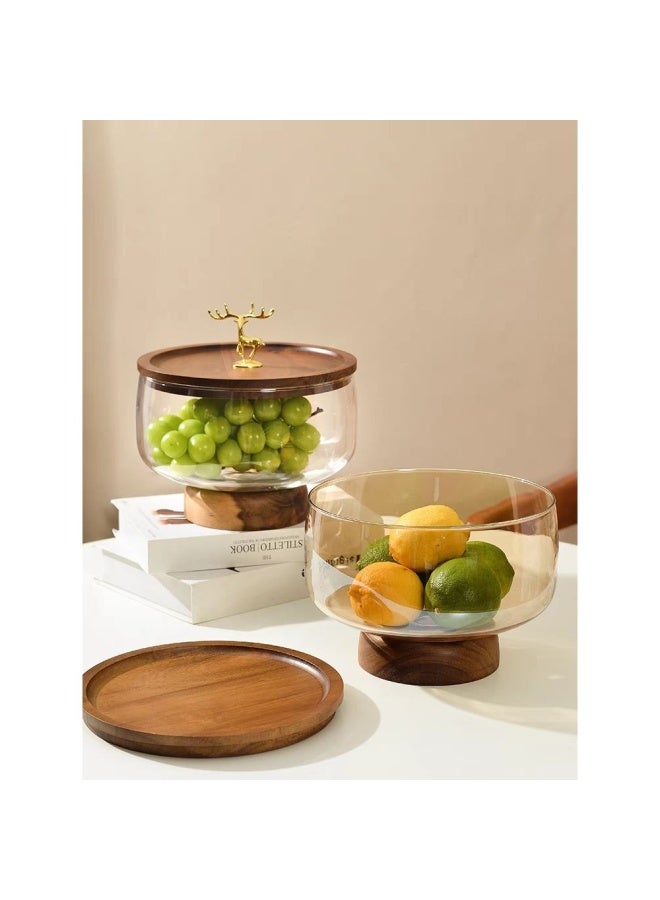 Mirage Bowl with Lid Serving Bowls With Lid Glass Bowl for Breakfast Cooking Brown/Gold 21.5x21.5x21Cm