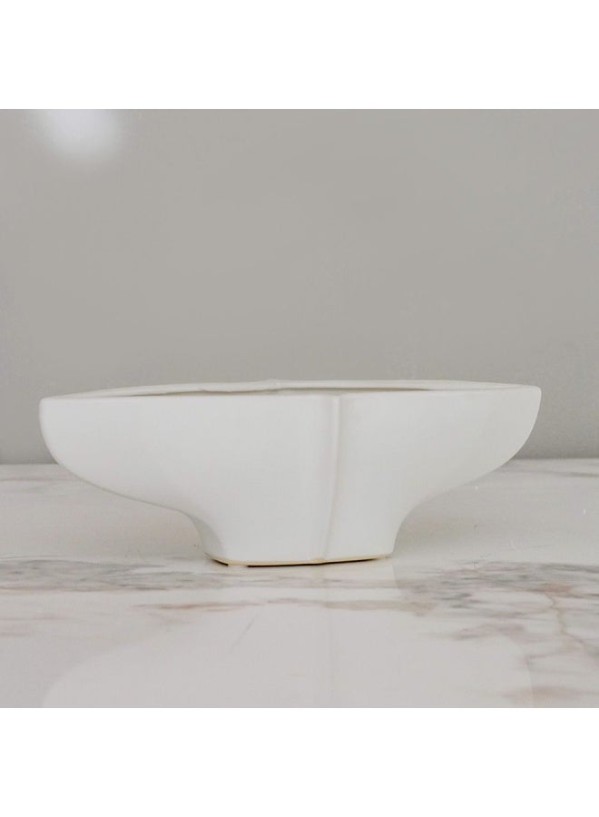 Zenith Ceramic Bowl For Cereal Sala  Pasta Soup Dessert Serving of Rice Dishwasher And Microwave Safe For Breakfast Lunch and Dinner White 33.5X9.5X10.5Cm