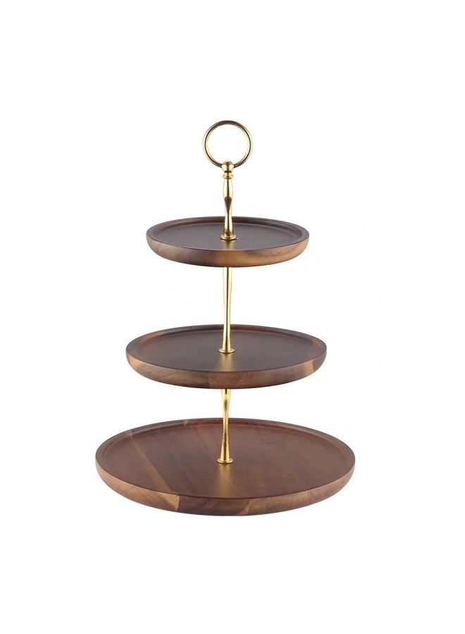 Mirage 3 tier Cake Stand Serving Fruits CuPieceake Holder Dessert Stand Candy Tower Table Decorations for Birthday Party Decor Afternoon Tea Wedding Party Brown/Gold 26x26x36Cm