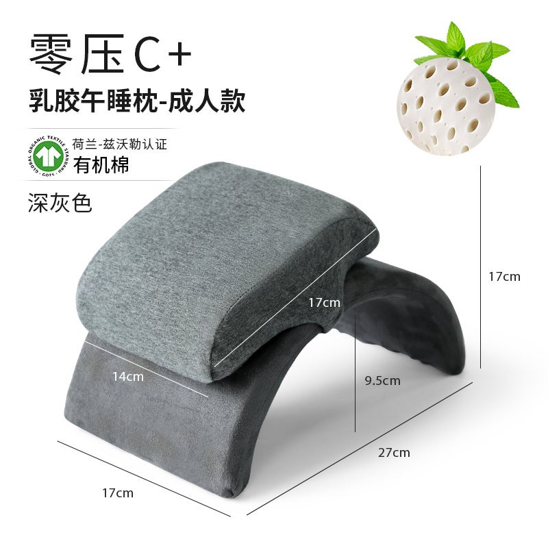 Portable Folding Nap Pillow for Kids and Office Large organic cotton dark gray-latex inner core