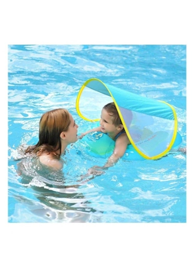 Baby Swimming Pool Float Inflatable Swim Float With Sun Protection Canopy For Age 6-24 months