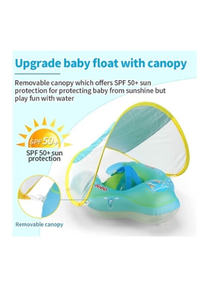 Baby Swimming Pool Float Inflatable Swim Float With Sun Protection Canopy For Age 6-24 months