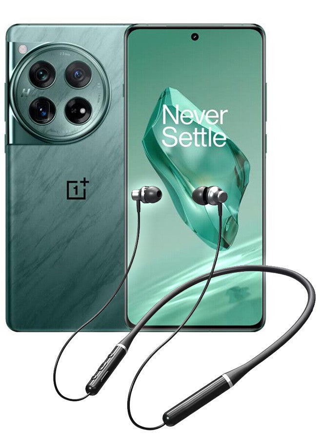 (for OnePlus 12) Wireless Headphones Bluetooth V5.0 IPX5 Waterproof Magnetic Neckband Sport Earphones with Mic Black