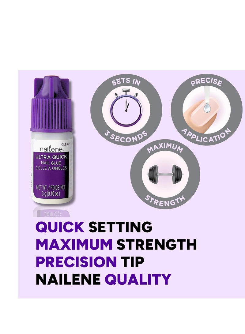 Nailene Super Strong, Fast-Drying Nail Glue – Durable, Easy to Apply False Nail Glue – Repairs Natural Nails – Quick-Drying Nail Adhesive Lasts Up to 7 Days, 3 Gram