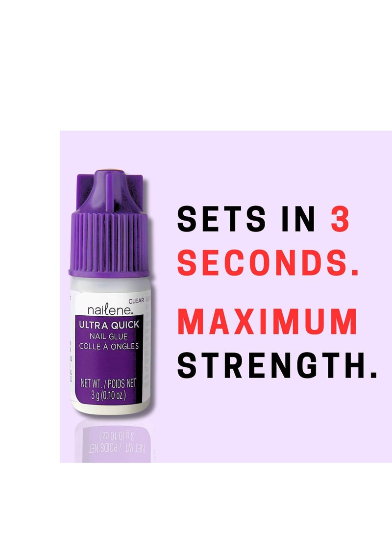 Nailene Super Strong, Fast-Drying Nail Glue – Durable, Easy to Apply False Nail Glue – Repairs Natural Nails – Quick-Drying Nail Adhesive Lasts Up to 7 Days, 3 Gram