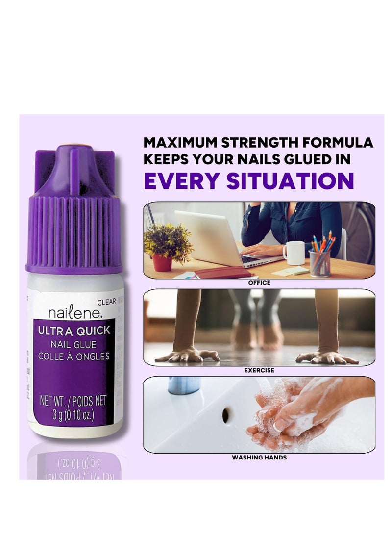 Nailene Super Strong, Fast-Drying Nail Glue – Durable, Easy to Apply False Nail Glue – Repairs Natural Nails – Quick-Drying Nail Adhesive Lasts Up to 7 Days, 3 Gram