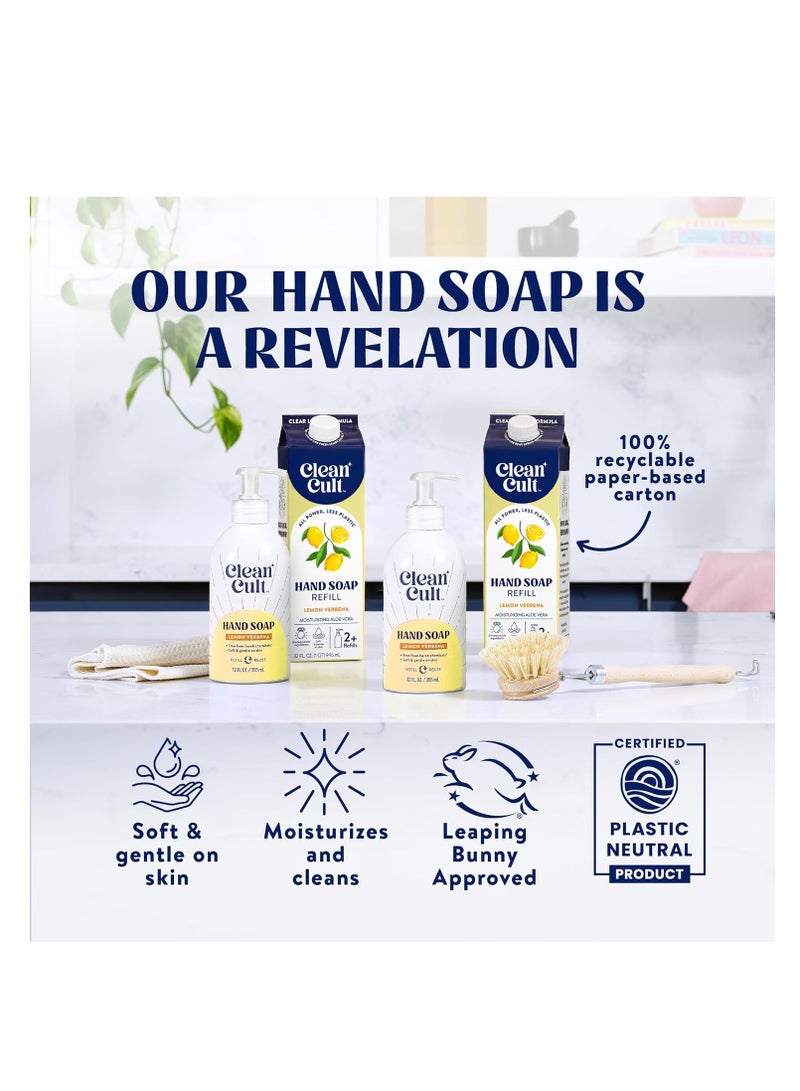 Cleancult - Liquid Hand Soap Refills - Lemon Verbena - Made with Aloe Vera & Essential Oil - Nourishes & Moisturizes Dry & Sensitive Skin - Eco Friendly - Paper-Based Packaging - 32 oz/1 Pack