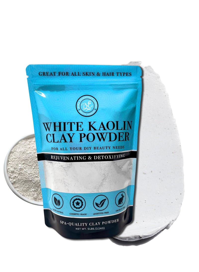 Kaolin White Clay 5 lb Pounds Powder, 100% Natural for Making DIY Spa Mud Mask for Face/Facial, Hair, Body, Soap, Deodorant, Bath Bomb, Lotion and Gardening