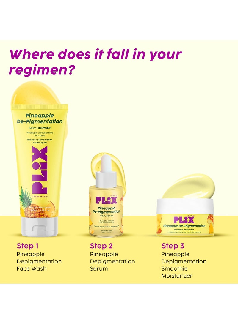 Pineapple Pigmentation Skincare Kit For Dark Spot Removal Facewash, Face Serum and Moisturizer Combo for Women And Men, Pack of 3