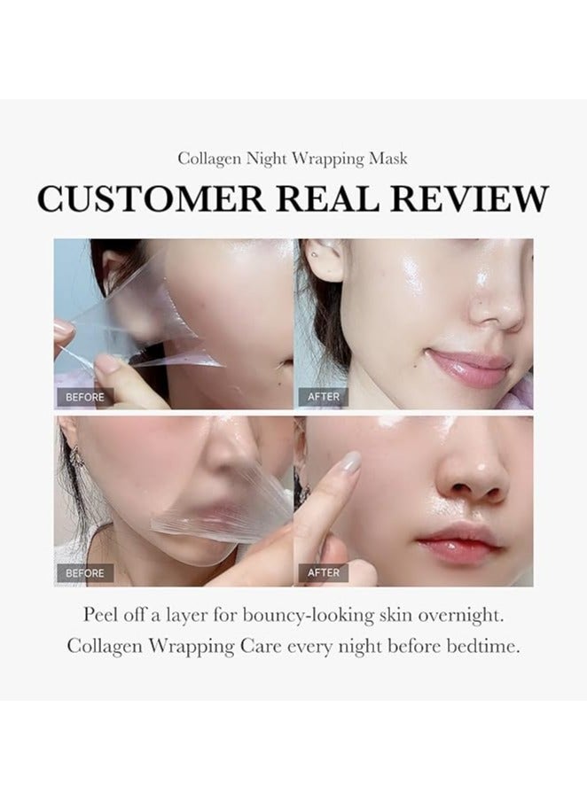 Medicube Collagen Night Wrapping Cream & Silicone Face Mask Brush Overnight Mask for Skin Elasticity Korean Skincare (2.53 fl. oz.)