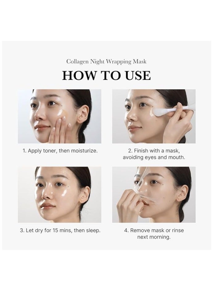 Collagen Night Wrapping Cream Overnight Sleeping Mask to protect skin elasticity with Collagen Skin elasticity visible improved Korean skincare (2.53 fl.oz.)