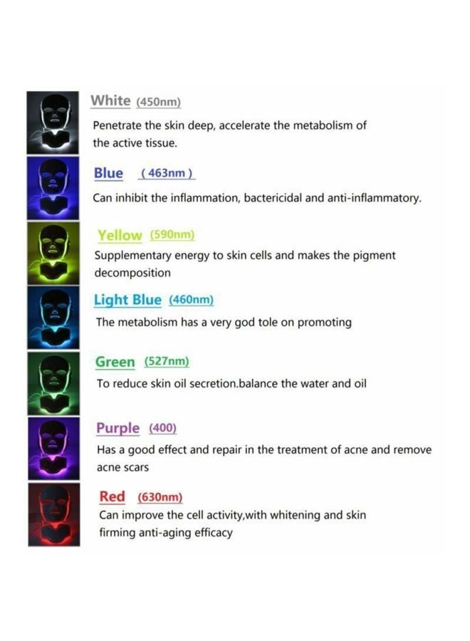 Colour Optical Whitening Face Mask With Remote Kit White/Black 230x200mm