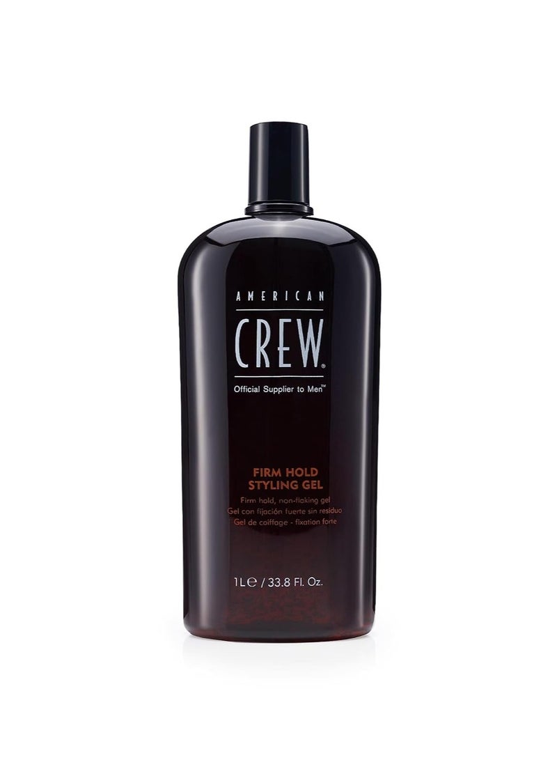 American Crew Men's Hair Gel, Firm Hold, Non-Flaking Styling Gel, 33.8 Fl Oz