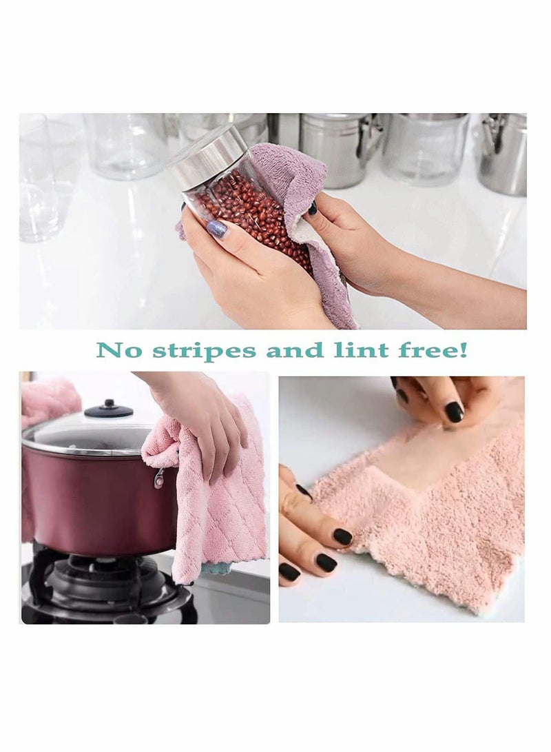 Super Absorbent Coral Velvet Dish Towels for Kitchen and Home Cleaning, Ideal for Oil Dust Removal and Glass Care