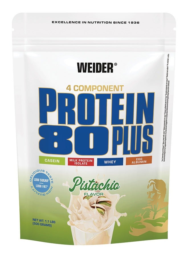 Protein 80 Plus - 500g, Pistachio Flavour - Premium Multi-Component Protein Powder for Muscle Growth and Recovery