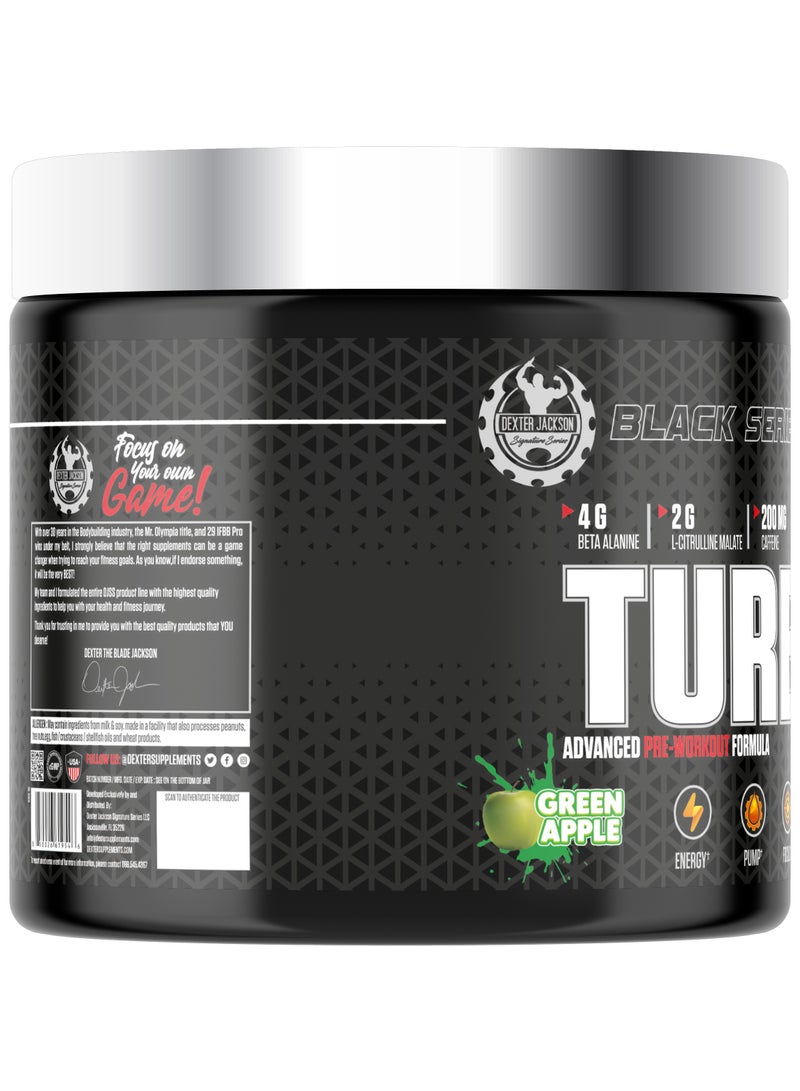 Dexter Jackson Black Series Turbo HP Pre Workout - Green Apple, 450g (45 Servings)