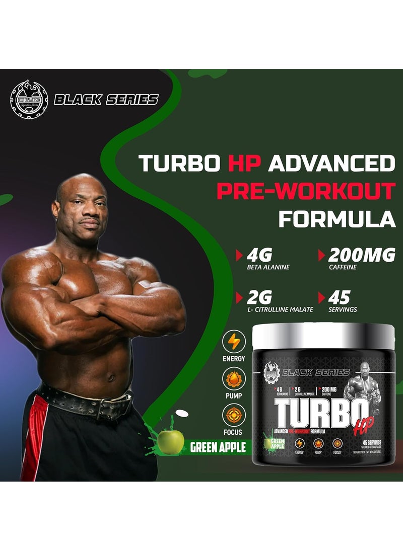 Dexter Jackson Black Series Turbo HP Pre Workout - Green Apple, 450g (45 Servings)