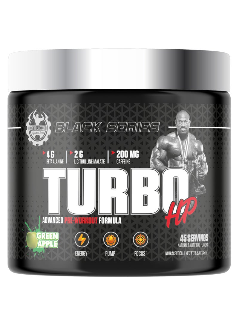 Dexter Jackson Black Series Turbo HP Pre Workout - Green Apple, 450g (45 Servings)