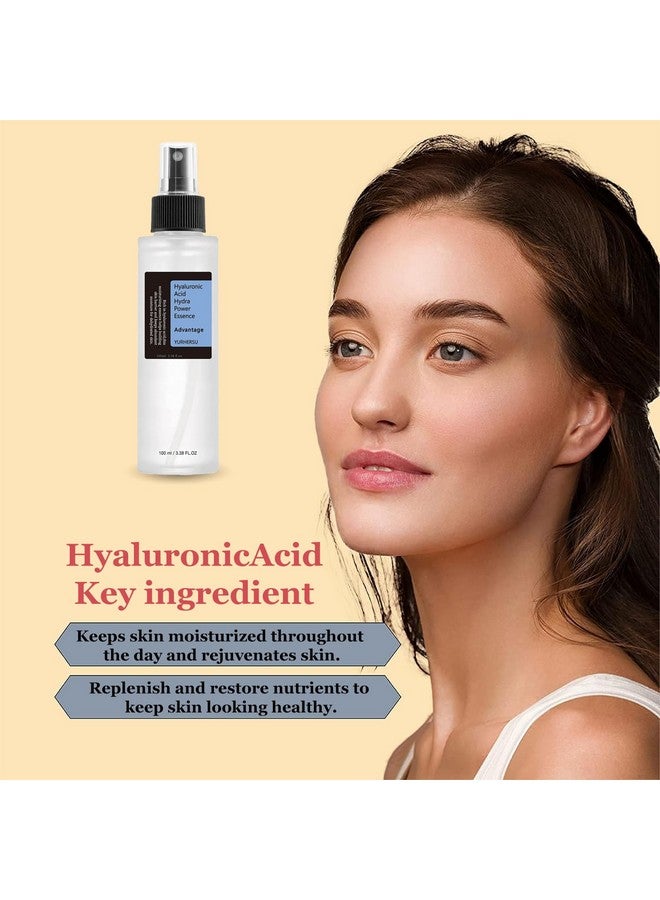 Hyaluronic Acid Face Essence Spray Fast Absorption Replenish Water Shrink Pore Moisturizing Soften Skin Texture Reduce Wrinkle Improving Skin Vitality; 100Ml/3.38 Fl.Oz (Hyaluronic Acid)