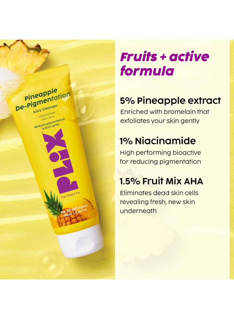 5% Pineapple Foaming Facewash For Depigmentation Cleanser For Skin Brightening Free Of Sulphates, Paraben And Silicones - 100ml