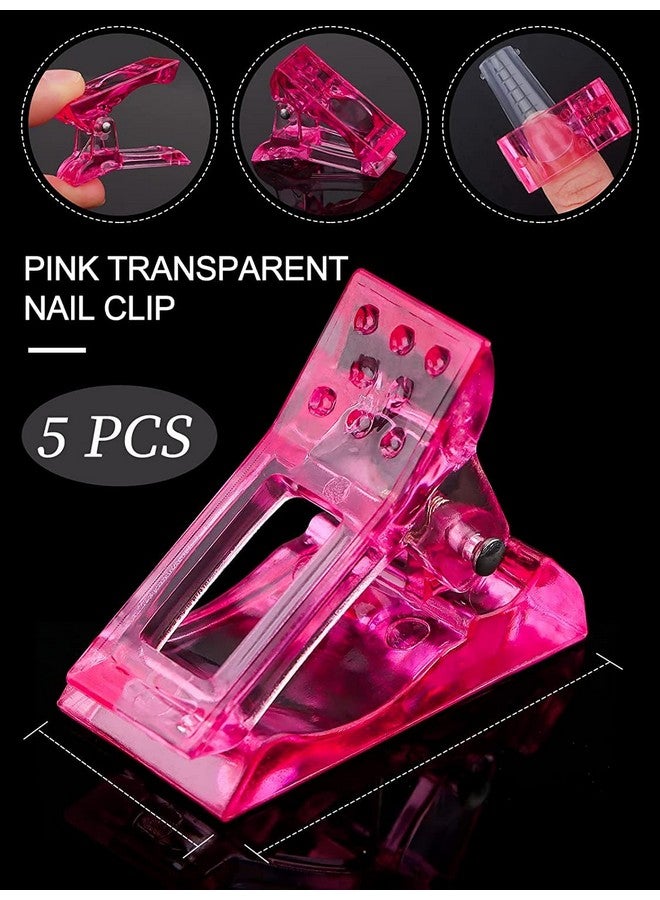 Dual Nail Forms Set With 120 Piece Dual Nail Forms Poly Gel Coffin Nail Mold 1Pcs Pink Poly Gel Dualended Nails Brush 5Pcs Pink Dual Form Nail Clips For Acrylic Nails Extension