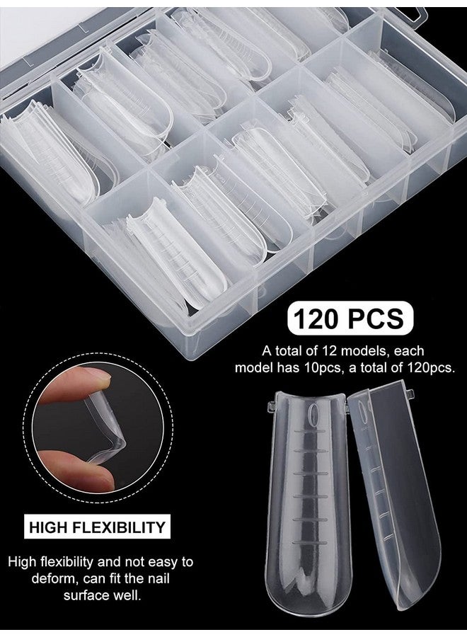 Dual Nail Forms Set With 120 Piece Dual Nail Forms Poly Gel Coffin Nail Mold 1Pcs Pink Poly Gel Dualended Nails Brush 5Pcs Pink Dual Form Nail Clips For Acrylic Nails Extension