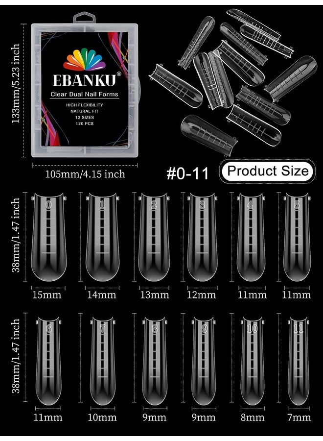 Dual Nail Forms Set With 120 Piece Dual Nail Forms Poly Gel Coffin Nail Mold 1Pcs Pink Poly Gel Dualended Nails Brush 5Pcs Pink Dual Form Nail Clips For Acrylic Nails Extension