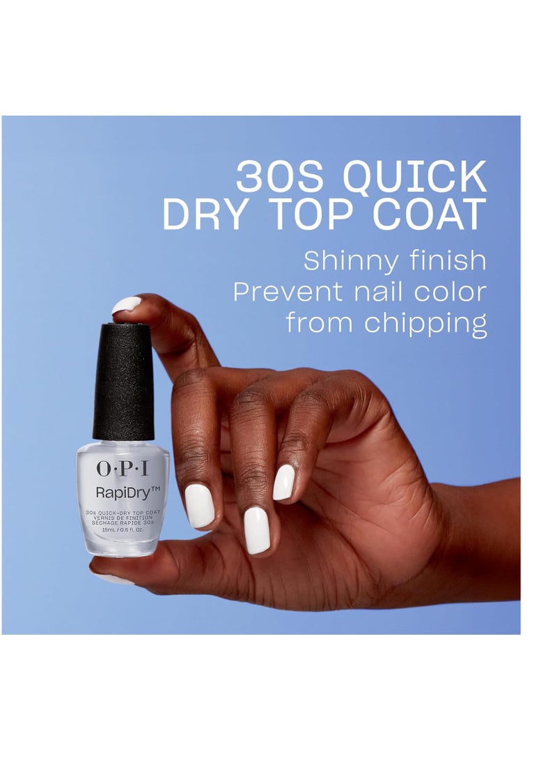 OPI RapiDry Nail Polish Drying Top Coat, High Shine & Glossy Finish, Quick Drying, Designed to Shine, Seal & Protect, 0.5 fl oz