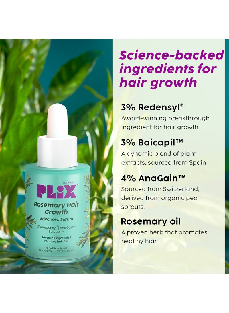 Rosemary Hair Growth Serum with 3% Redensyl, 4% AnaGain and 3% Baicapil that Stimulates Hair Growth, Increase Hair Density Thickens Hair For Men And Women, 30ml