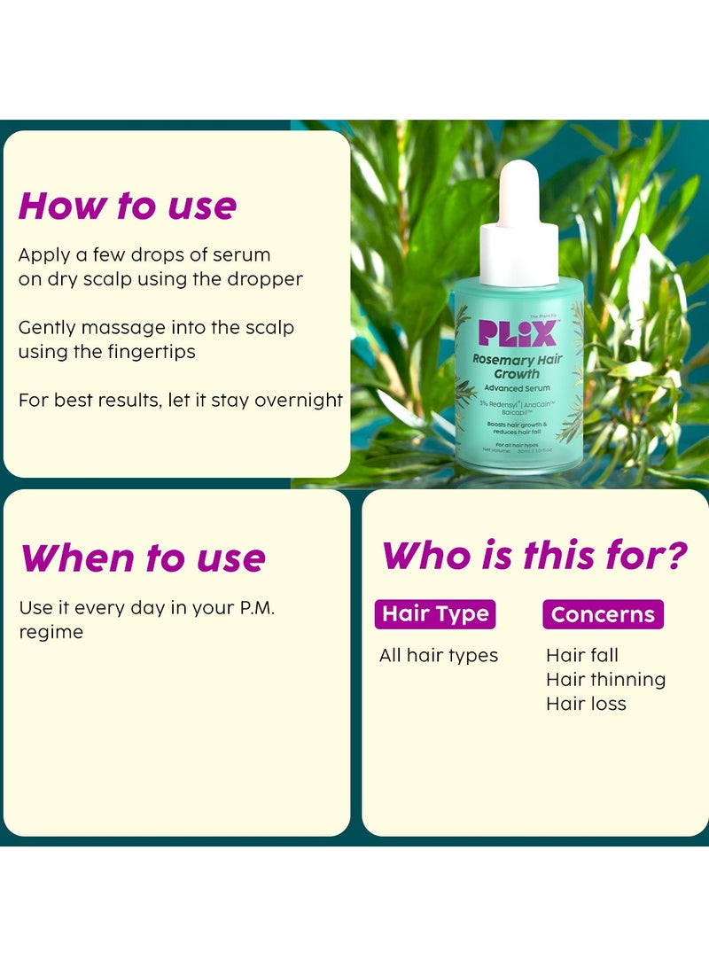 Rosemary Hair Growth Serum with 3% Redensyl, 4% AnaGain and 3% Baicapil that Stimulates Hair Growth, Increase Hair Density Thickens Hair For Men And Women, 30ml