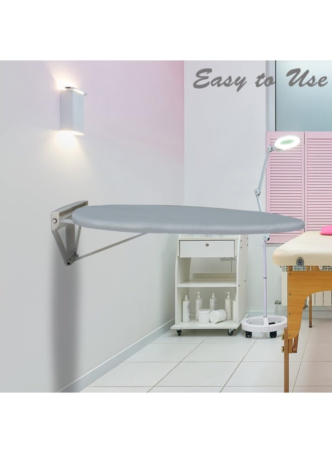 Myoyay Wall-Mounted Ironing Board With Heat Resistant Cover 37.4In Fold Drop Down Laundry Iron Boards W Wall Fixing Plate Space Saving For Home Apartment Grey