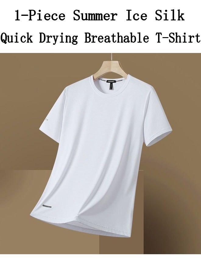 1-Piece Summer Ice Silk Quick Drying Breathable T-Shirt,Trendy Sports Casual Short Sleeve