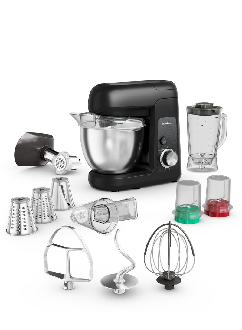 Bake Partner, S.S Bowl, Blender- Mini Chopper- Shredder- Meat Mincer, 8 Speed + Pulse 1100 W QA525827 Black