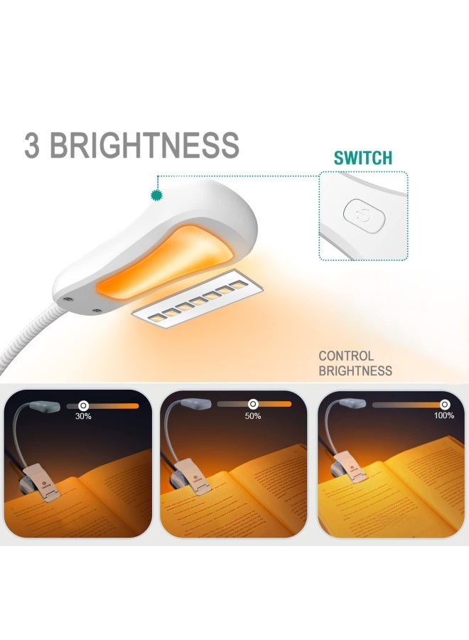 Vekkia Rechargeable Amber Book Light 7 Led  White