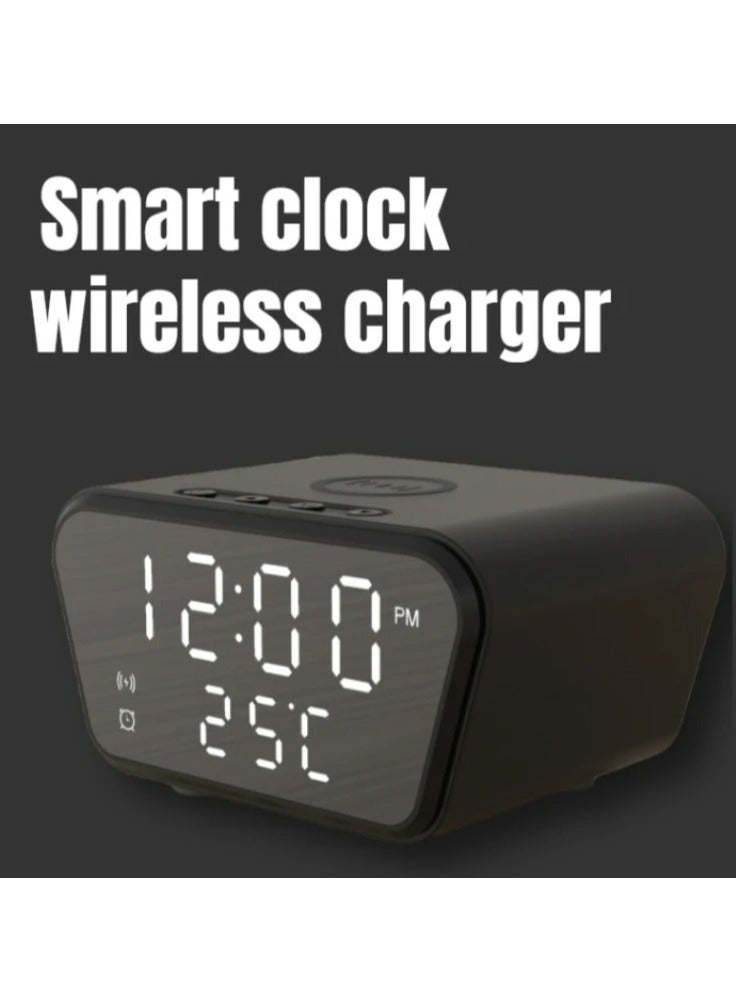 Wireless Charger Alarm Clock Bluetooth Speaker LED Smart Digital Clock Table Electronic Desktop Clocks USB 15W Fast Charger