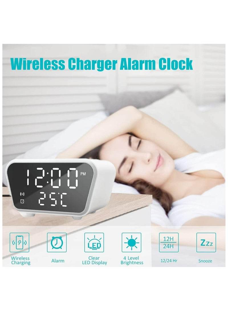 Wireless Charger Alarm Clock Bluetooth Speaker LED Smart Digital Clock Table Electronic Desktop Clocks USB 15W Fast Charger