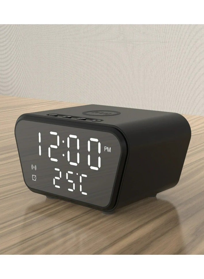 Wireless Charger Alarm Clock Bluetooth Speaker LED Smart Digital Clock Table Electronic Desktop Clocks USB 15W Fast Charger