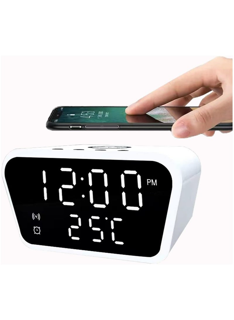 Wireless Charger Alarm Clock Bluetooth Speaker LED Smart Digital Clock Table Electronic Desktop Clocks USB 15W Fast Charger