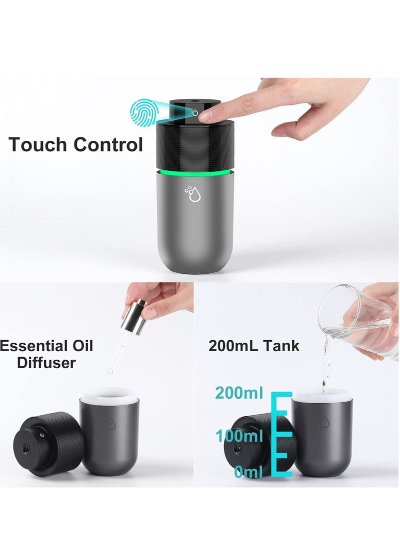 Portable Car Humidifier and Essential Oil Diffuser with USB Plug Mini Aromatherapy Cup Holder 7 Color LED Lights for Vehicle Office Travel Home 200mL