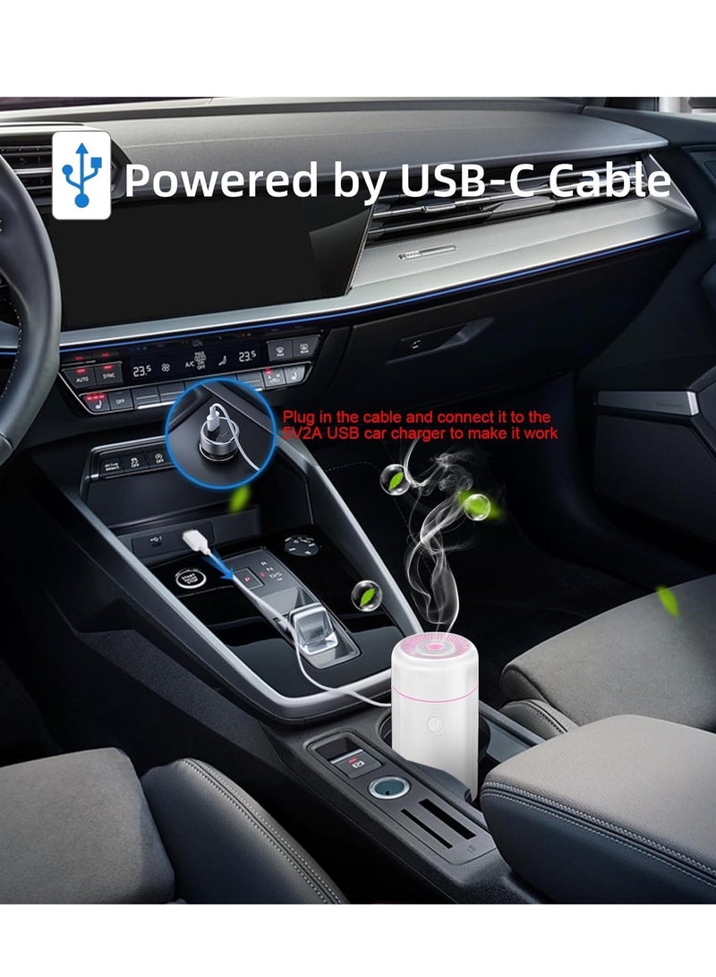 USB Car Diffuser for Essential Oils, Mini Cool Mist Humidifier with 7 Color LED Lights for Home and Office