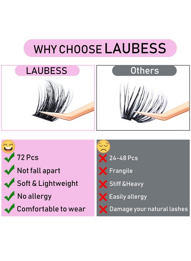 Lash Clusters 916Mm 72Pcs Individual Lashes D Curl Cluster Lashes Mixed Length Eyelash Clusters Diy Lash Extension Kit Cluster Eyelash Extensions (030.07D 916Mm)