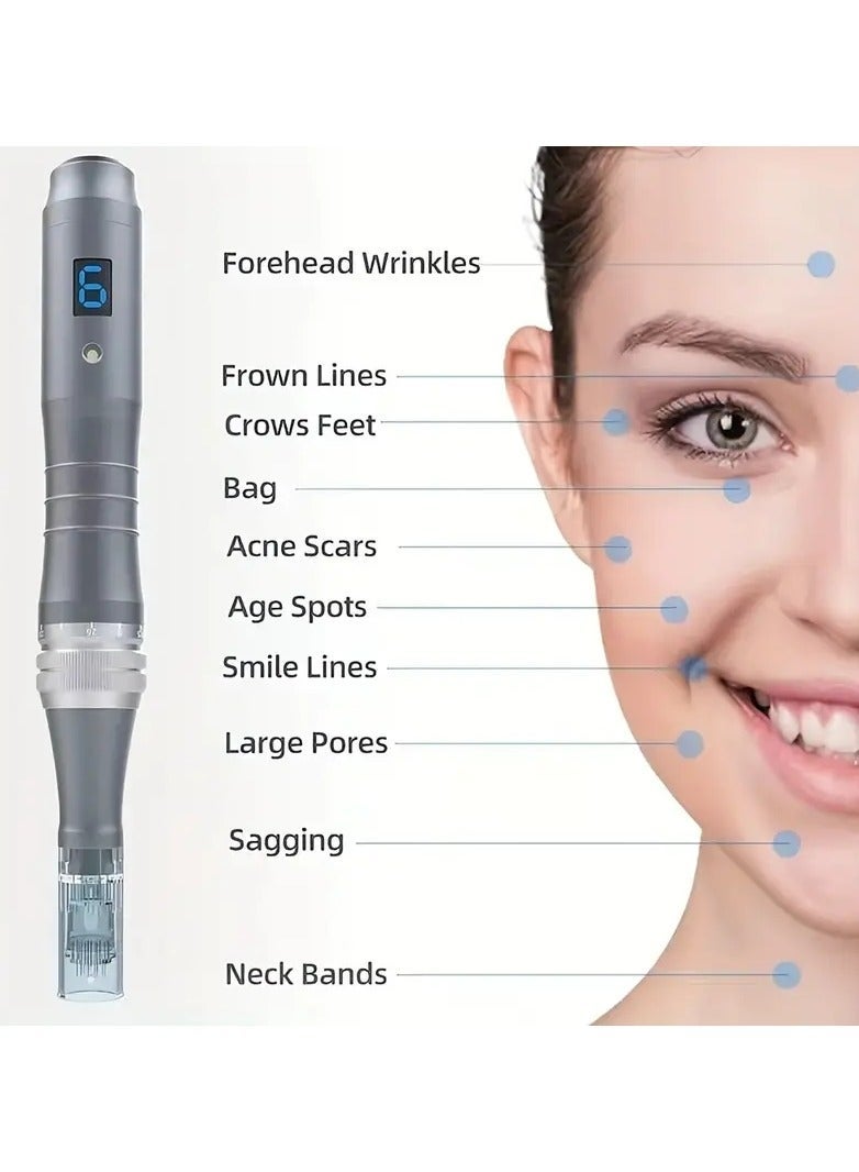 Microneedling Derma Pen with 20-Piece Combination Syringe Cordless Dermapen for home skin care use