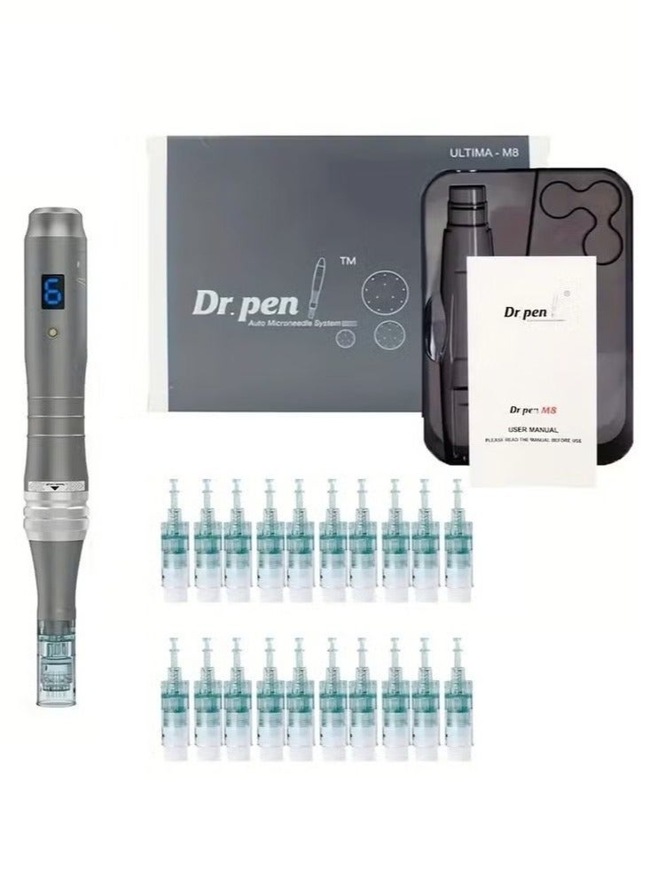 Microneedling Derma Pen with 20-Piece Combination Syringe Cordless Dermapen for home skin care use