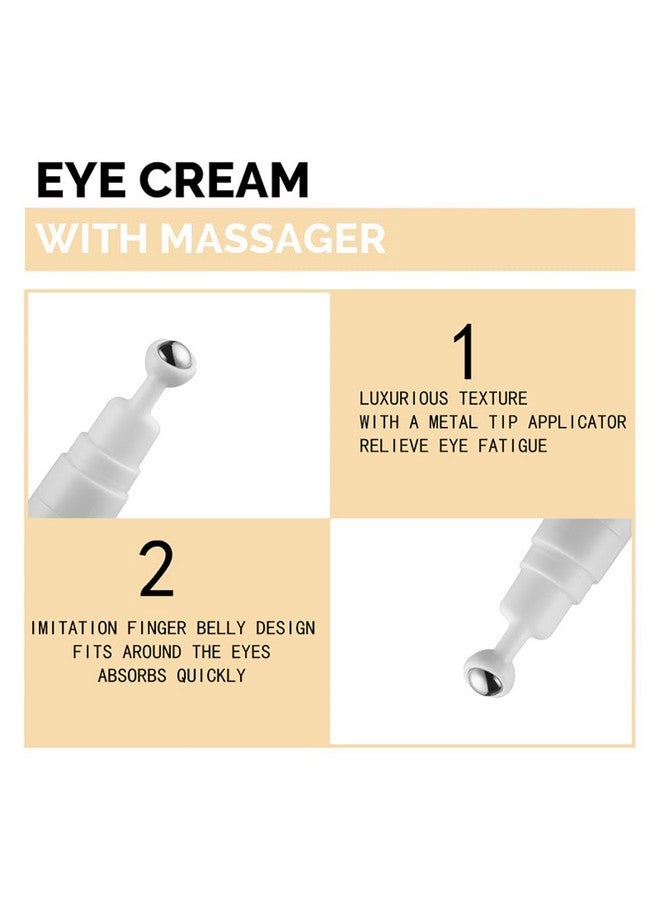Snail Peptide Eye Cream Nonsticky Snail Mucin Eye Care Hydrating Essence With 360° Massage Ball For Reducing Dark Circles/Puffiness/Fine Lines Moisturizing Firming Adding Skin Elasticity